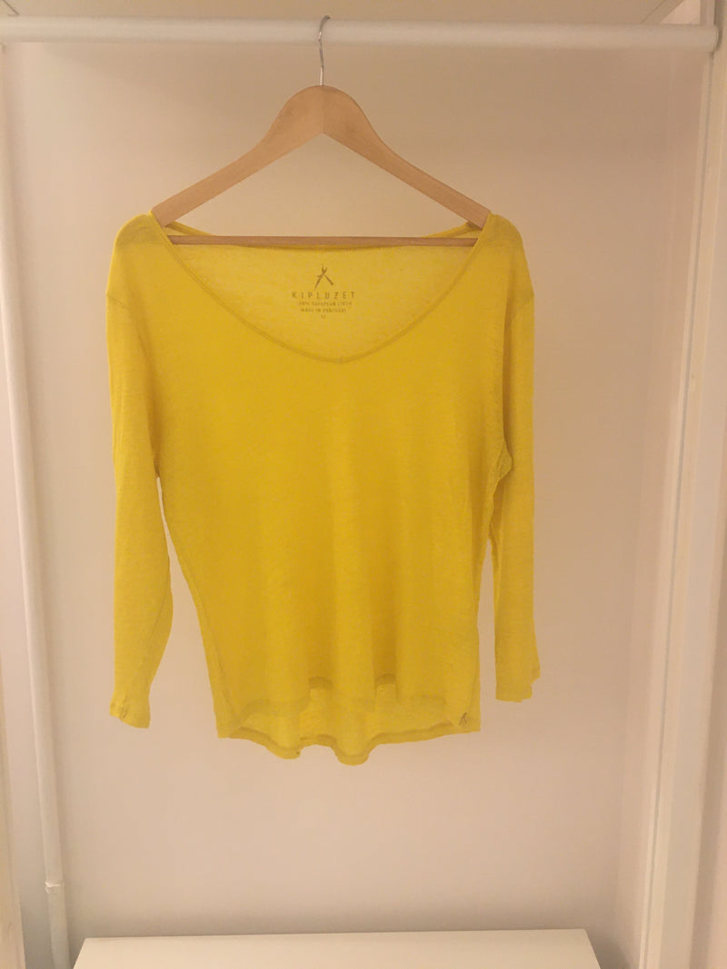 Tshirt en lin jaune manches 3/4 - Kipluzet