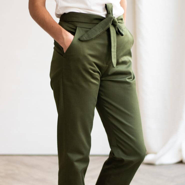 Pantalon en coton biologique vert made in France C.Bergamia