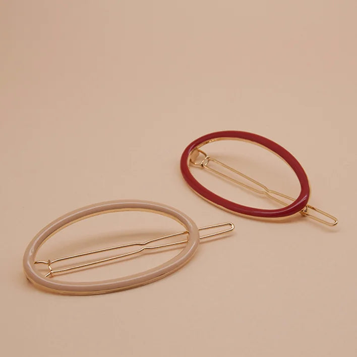 Barrette Chance oval - Rouge aniline