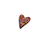 Pin's Coeur - Paillettes multico brique et violet