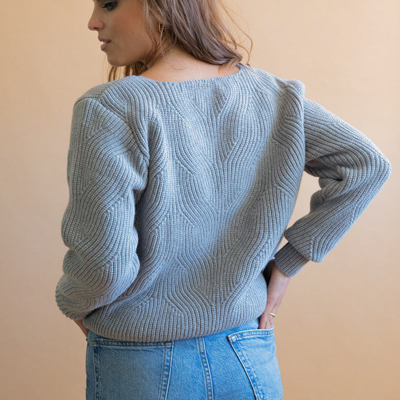 Pull Ormeau gris en laine mérinos made in France